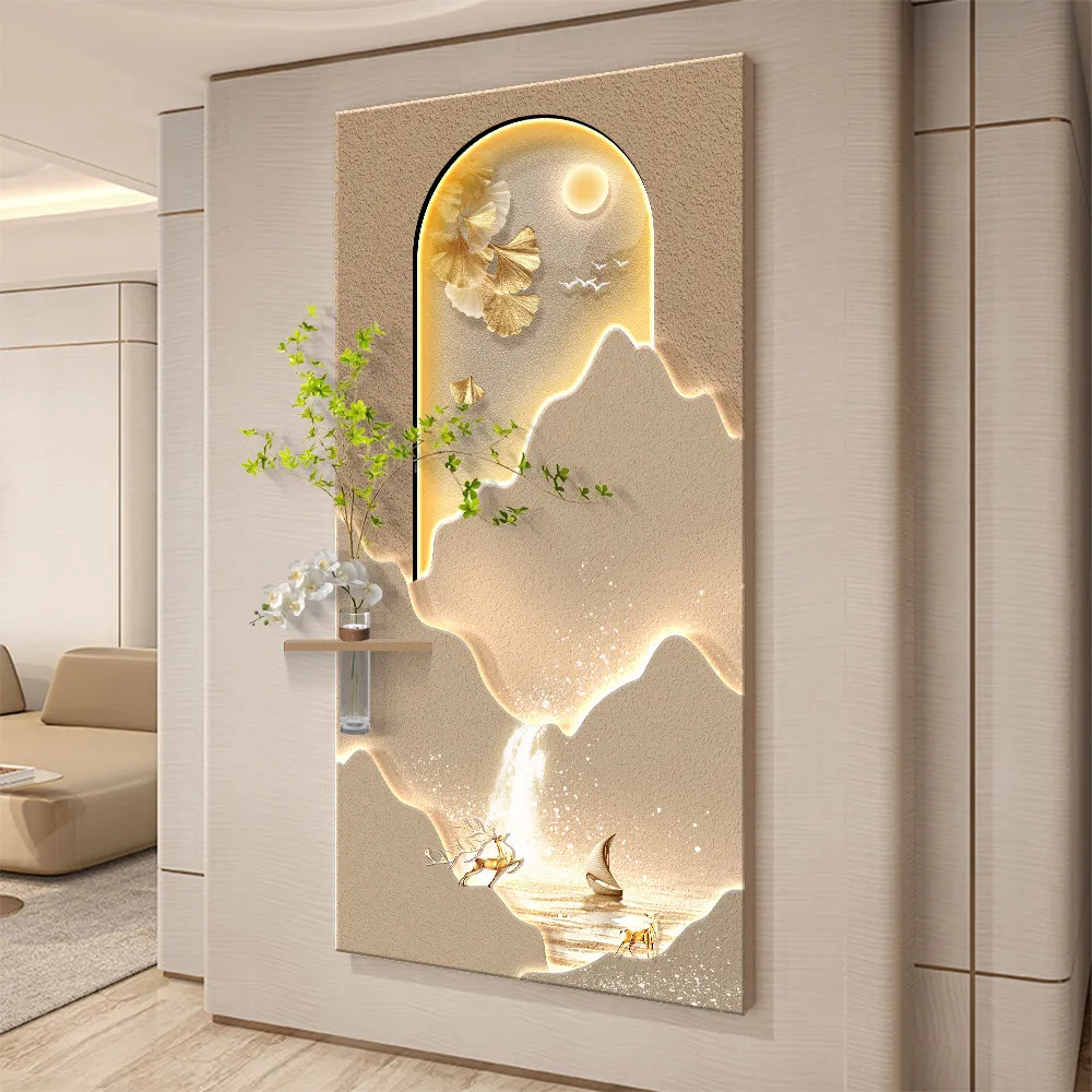 Flowing water generates wealth, three-dimensional entrance decoration, facing the door, mural painting, lamp hanging painting