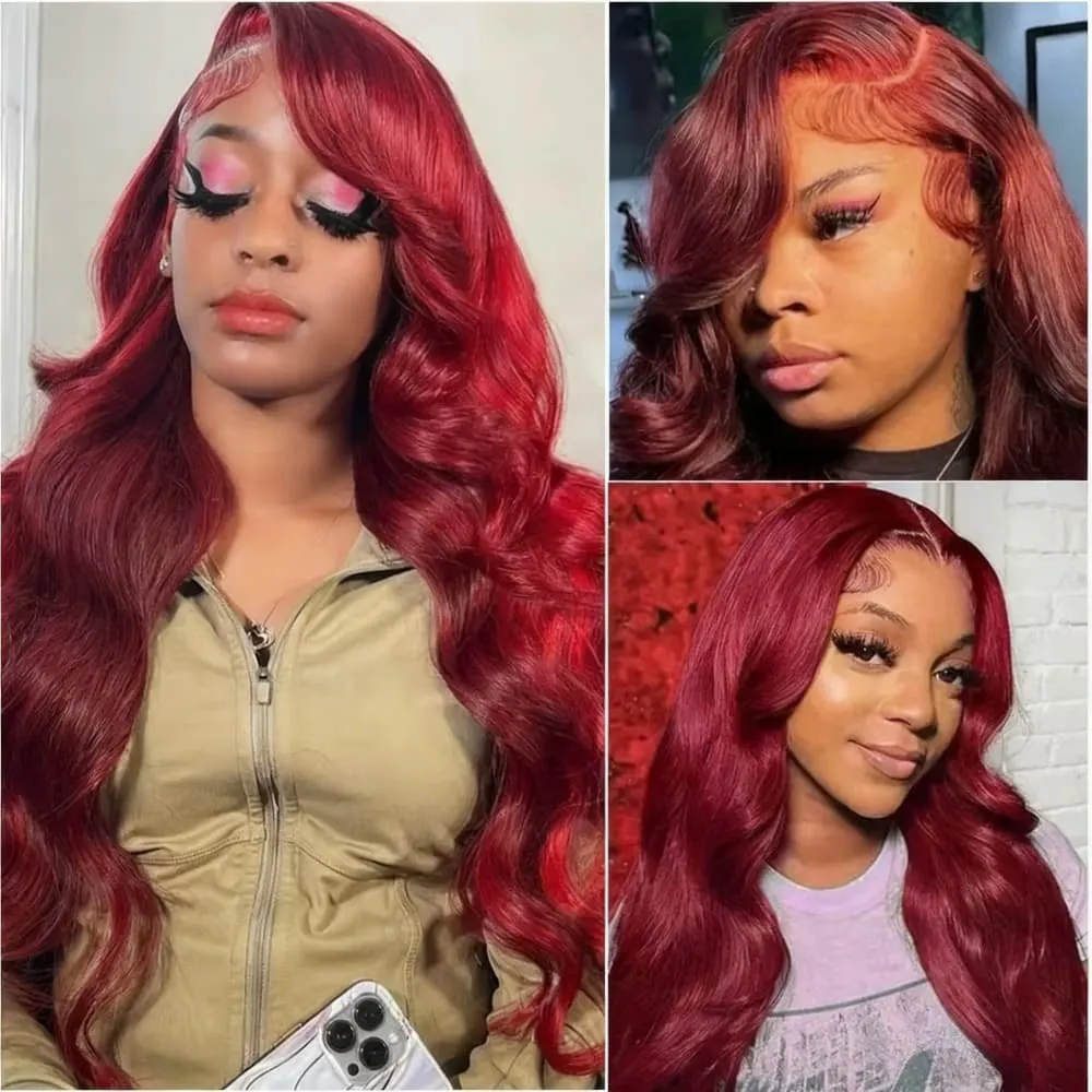 

13x4 Hd Lace Front Human Hair Wig 99J Burgundy Preplucked Hd Transparent 13x4 Body Wave Human Hair Lace Frontal Wigs for Women