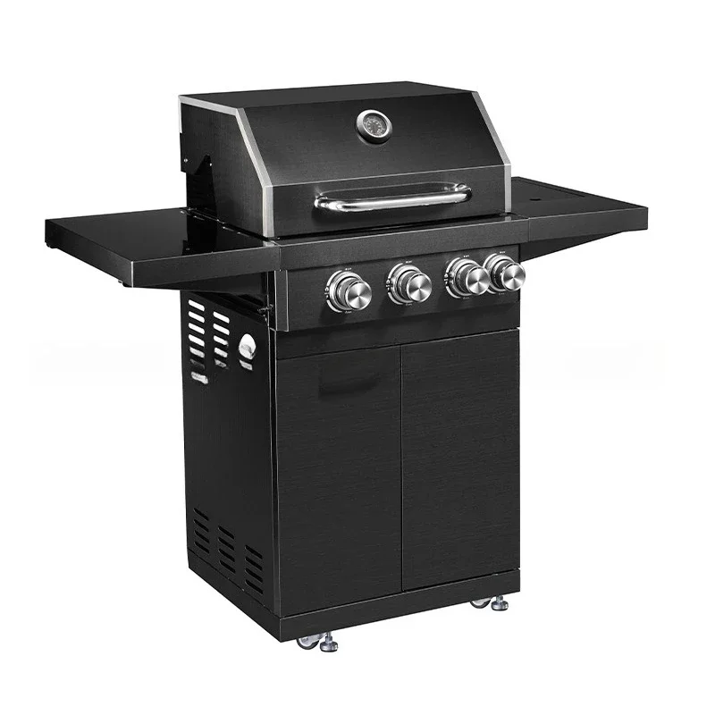 Garden gas barbecue grill 4-head stove integrated embedded outdoor