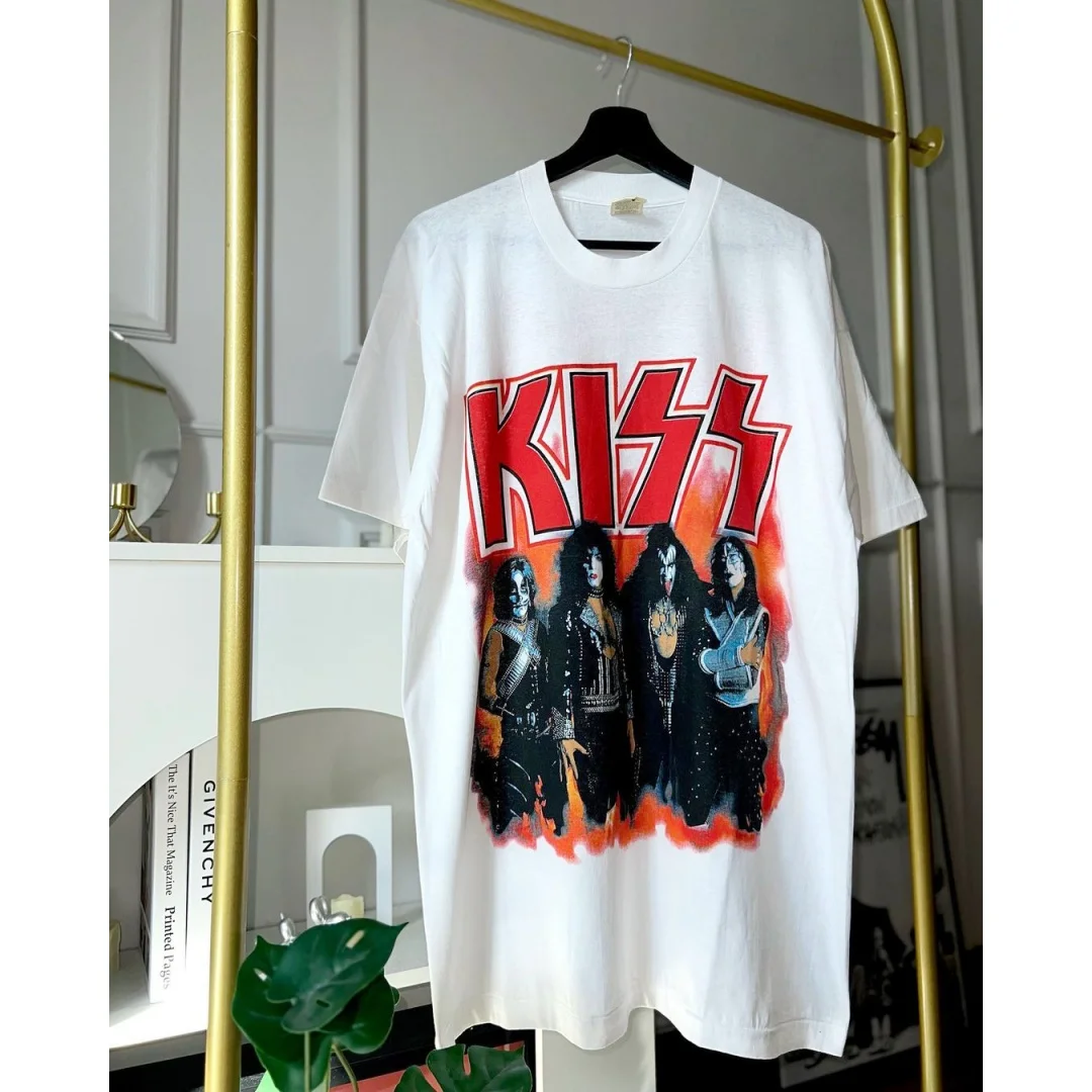 قبلة الفرقة جين سيمونز روك المتخصصة الهيب هوب تي شيرت الخريف موضة القطن الخالص تي شيرت رجالي ملابس الأطفال المحملة Y2k امرأة #2