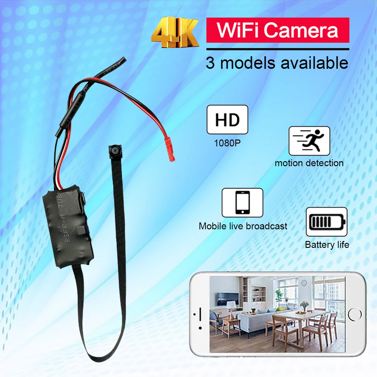 4K DIY wireless WiFi 2.0MP camera supports smart phone App to remotely watch live broadcasts 1080P image quality IPC monitor