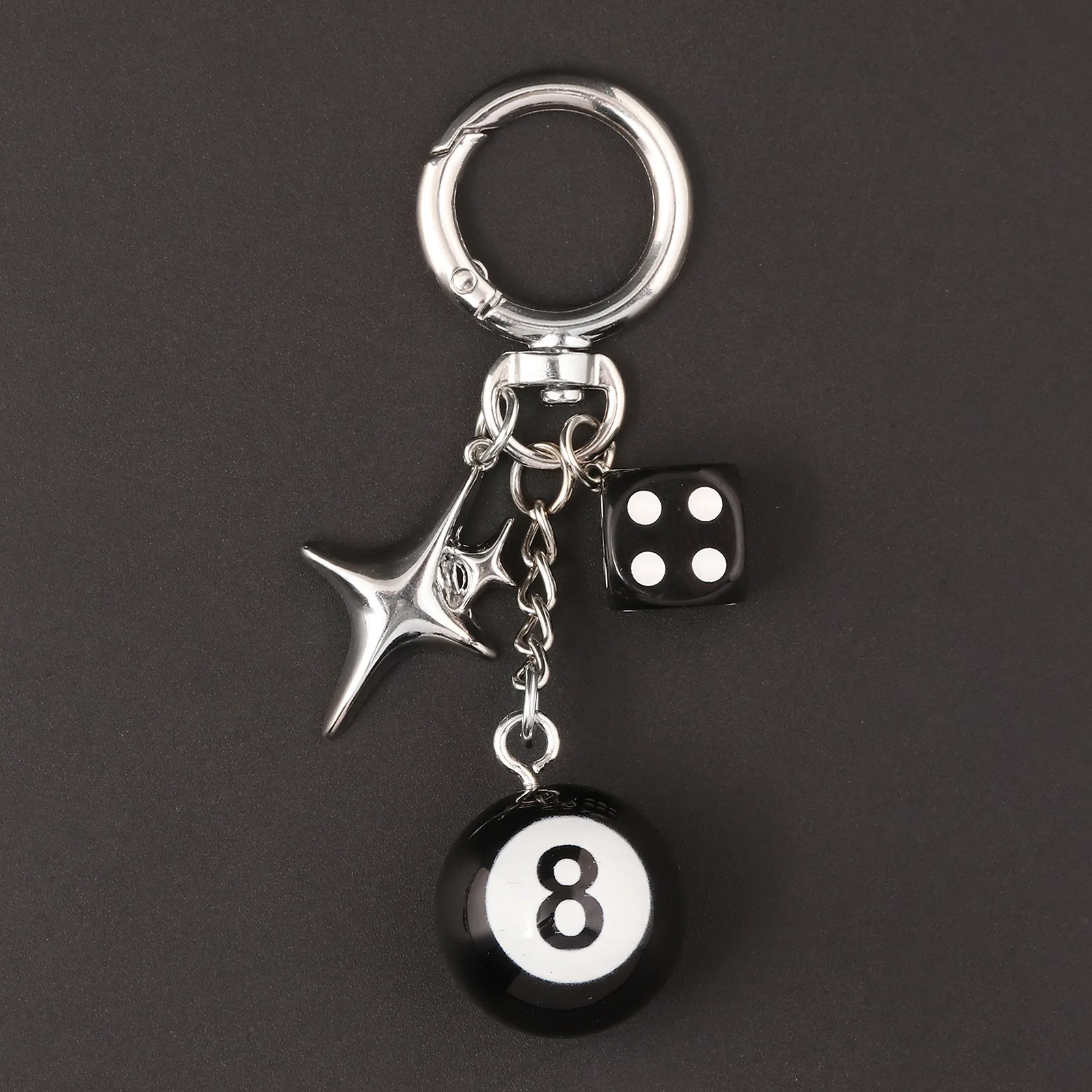 1 Piece Star Dice Pendant with Number 8, Men's Keychain, Handmade DIY Ornament, Vintage Style Keychain, Suitable for Gifts, Bags, Keys, Car Decorations