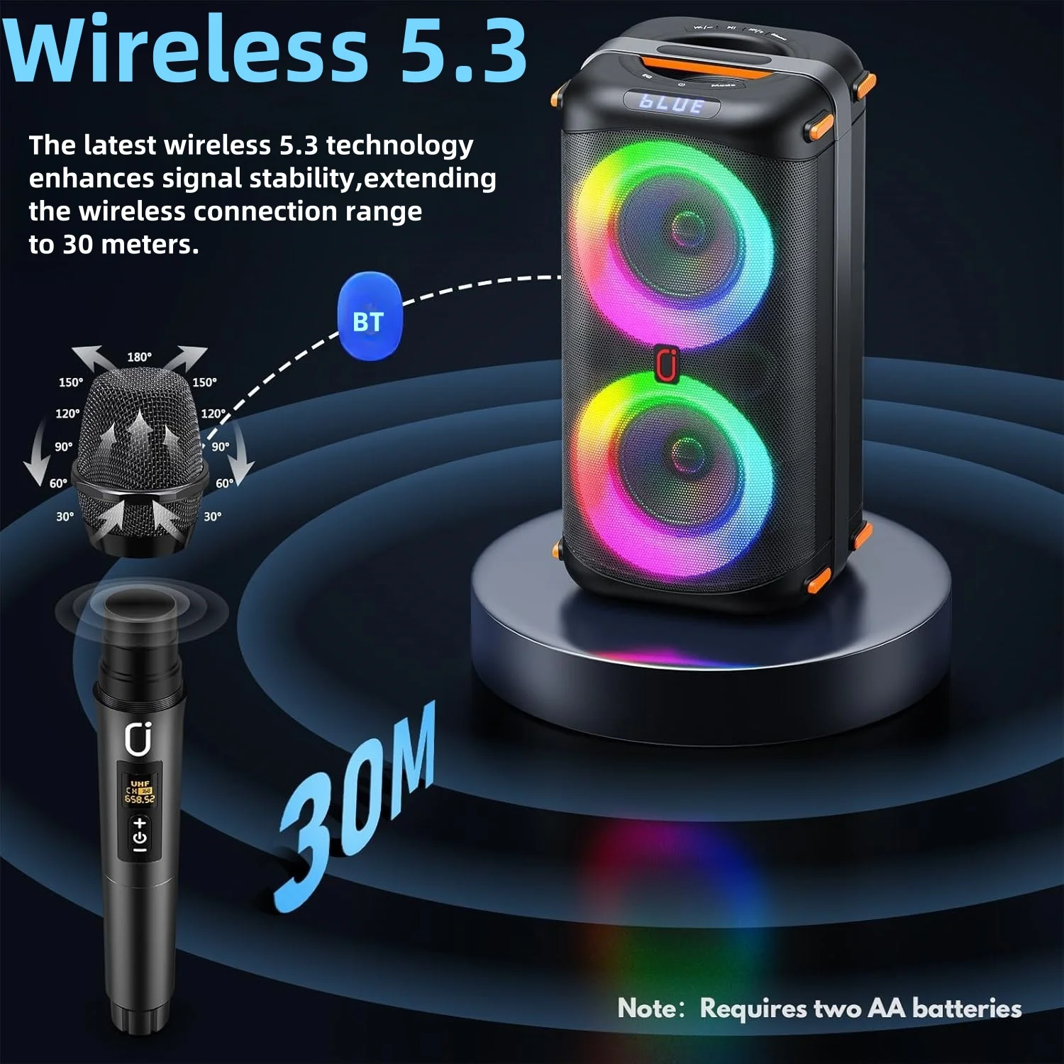 Altavoz Bluetooth de 6000Mah, caja de Audio, Altavoz Bluetooth de alta potencia, disco Tf U, Kara Ok, Subwoofer de Audio portátil para bailar