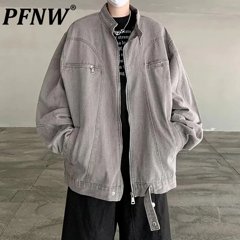 

PFNW New Korean Loose Versatile Spliced Zipper Design Jacket Men's Street Casual Coats Fashion Handsome Male Tops Autumn 28W4499