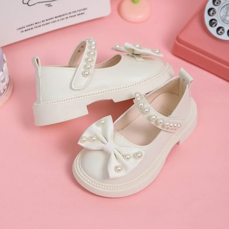 ربيع الخريف الفتيات أحذية من الجلد الحلو Bowknot الأميرة حفل زفاف أطفال موضة ماري جين أحذية أنيقة الأطفال حذاء مسطح