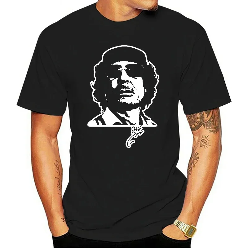 Large Size Tee Shirts Men Cartoon Casual Short O-neck graphic summer Gaddafi Muammar Al Gathafi Signature I Love Libya T-shirt