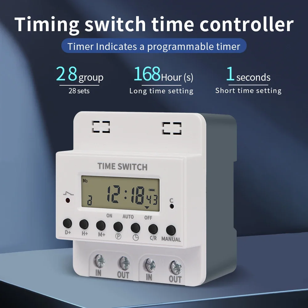 220V 50Hz 60A Digital Timer Switch Relay Daily And Weekly Programmable Timer Electronic Din Rail Timer Switch Time Controllor