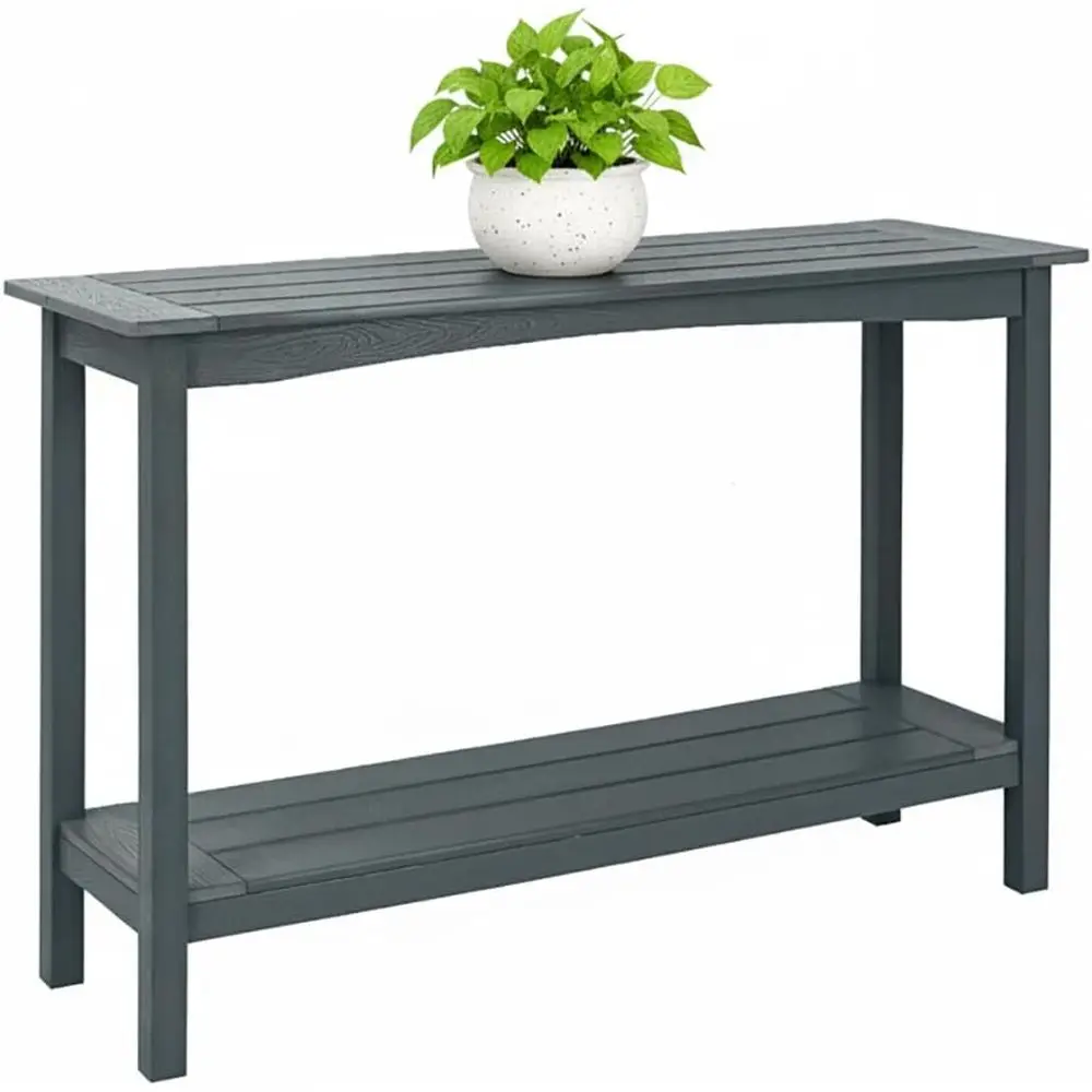 

Outdoor 48 Multifunctional Side Table with 2 Shelves, Grey - Ideal for Patio, Bar Storage, Entryway, and Plant Stand