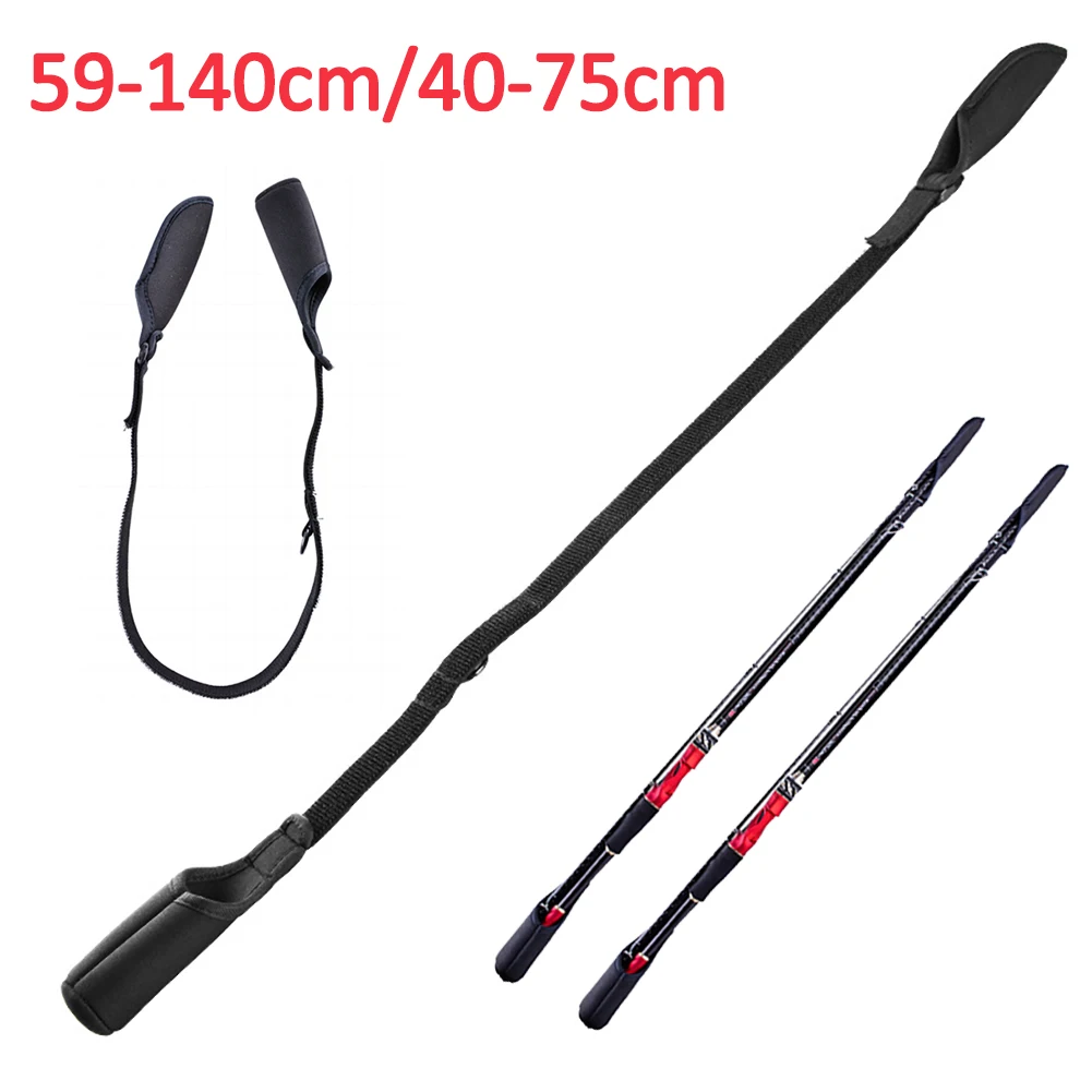 Black Fishing Rod Socks Srtap Fishing Pole Sleeves Belt Rod Protector Adjustable Rod Cover Protector Accessories 59-140CM 1Pack