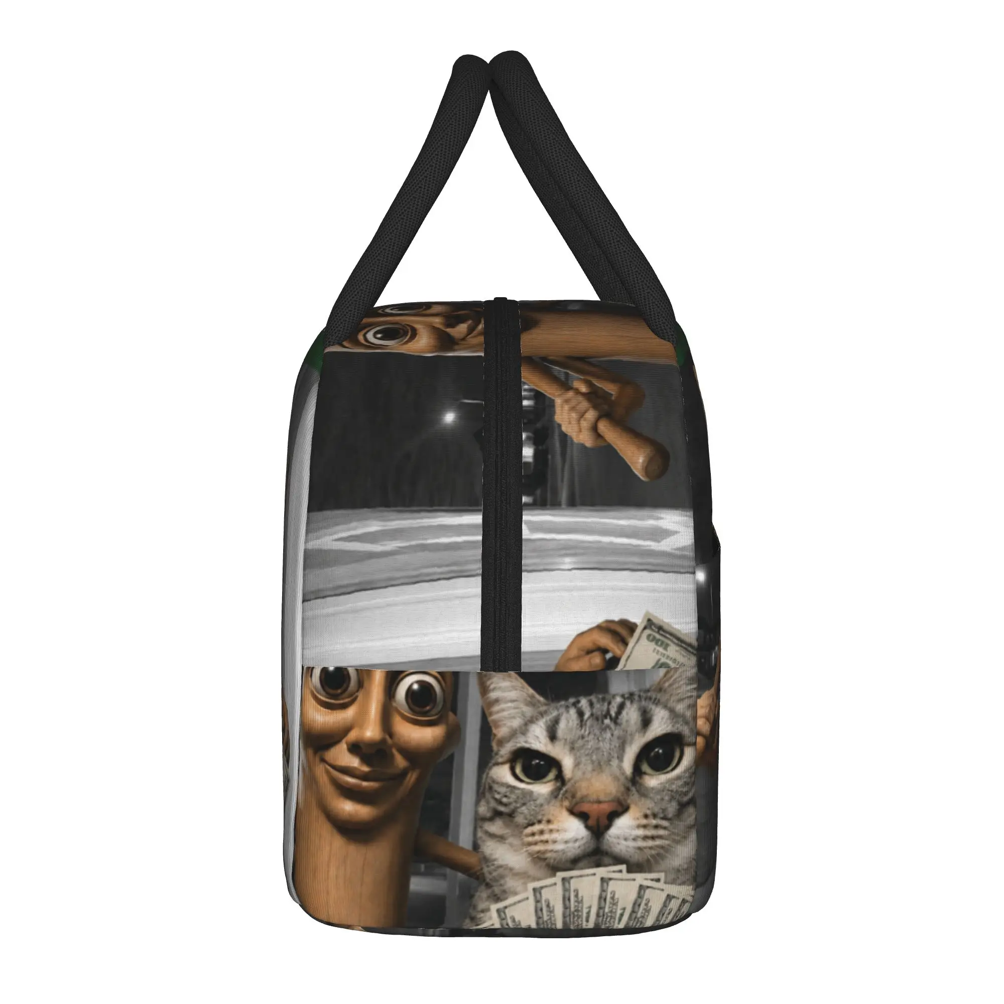 There is Motion at Your Front Door Tung Tung Tung Sahur Cat Lunch Bag  Casual Lunch Box For Women Picnic Portable Cooler Bag