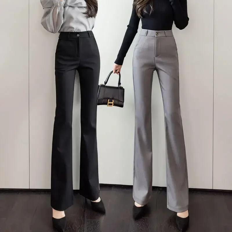 Korean Women Loose Suit Wide Leg Pants Elegant Office Lady Casual Straight Trousers Harajuku Fashion High Waist Solid W165