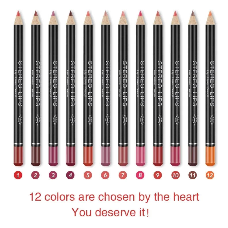 12 Colors/set  Lipliner Pencil Lip Makeup Lipstick Pencils Waterproof Lipliner Lady  Lip Liner Cosmetics Maquiagem