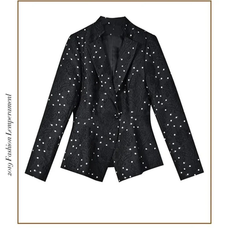

Women's Spring Autumn Winter Polka Dot Slim Fit Waistcoat Jacket Floral Embroidery Elegant Style Small Suit Coat Top