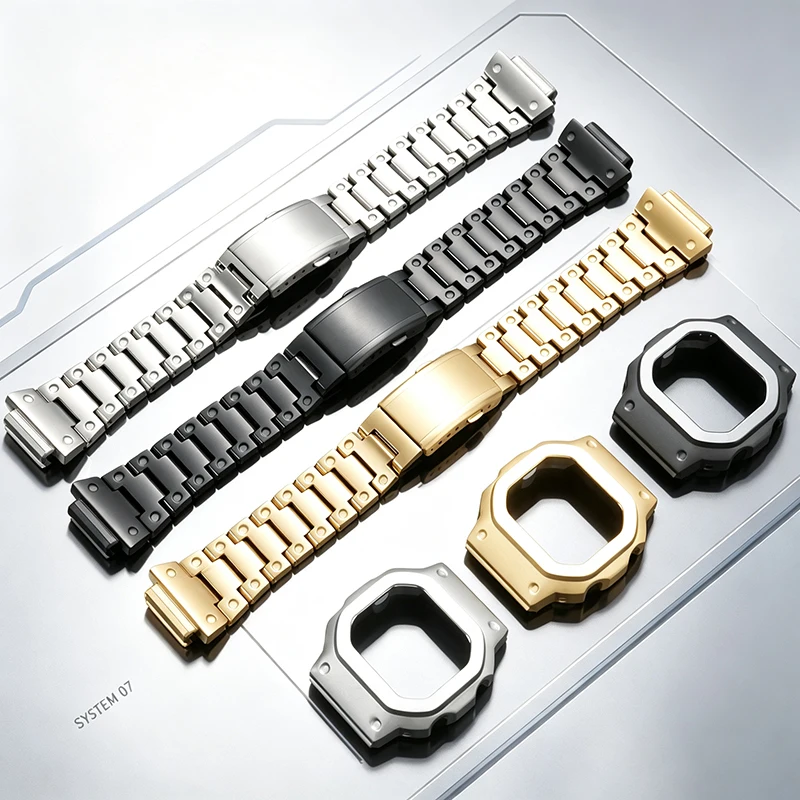 DW‑H5600 / GBX‑H5600 3516 / 3586 Watch Accessories for Casio G‑SQUAD / G‑LIDE Silver Gold Black Titanium alloy Metal Case Bands