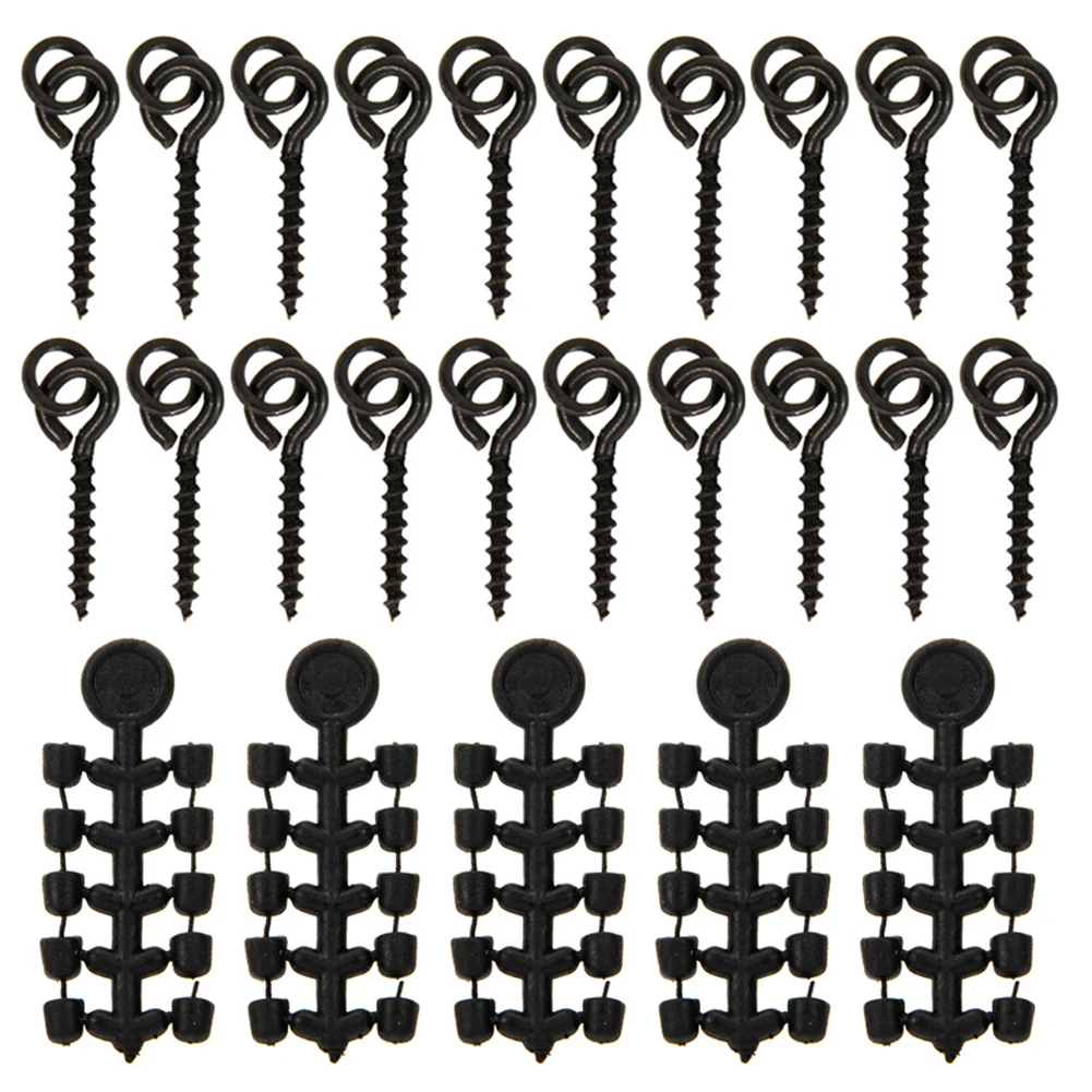 Fishing Bait Screws 20pcs Boilies Bait 50pcs Accessories Black Terminal Tackle Hook Stops Beads Peg Ronnie Rig