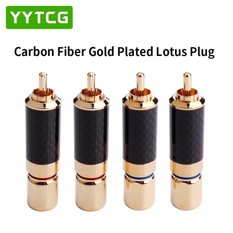 

YYTCG 4 PCS HIFI RCA Plug High Quality Carbon Fiber 24k Gold-plated 3/5000 High Quality RCA Connectors