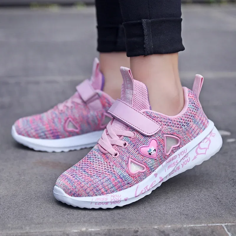 Children Girls Sneakers SPRING FLATS Shoes Tennis FOR Little Kids Summer Breathable Mesh Sport and Running Pink Shoes Purple