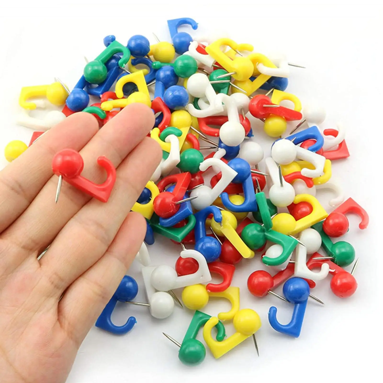 100 Pcs Tacks Colorful Mixed Color Plastic Decorative Hooks Hangers Thumb Tacks Wall Map Calendar Oil Painting