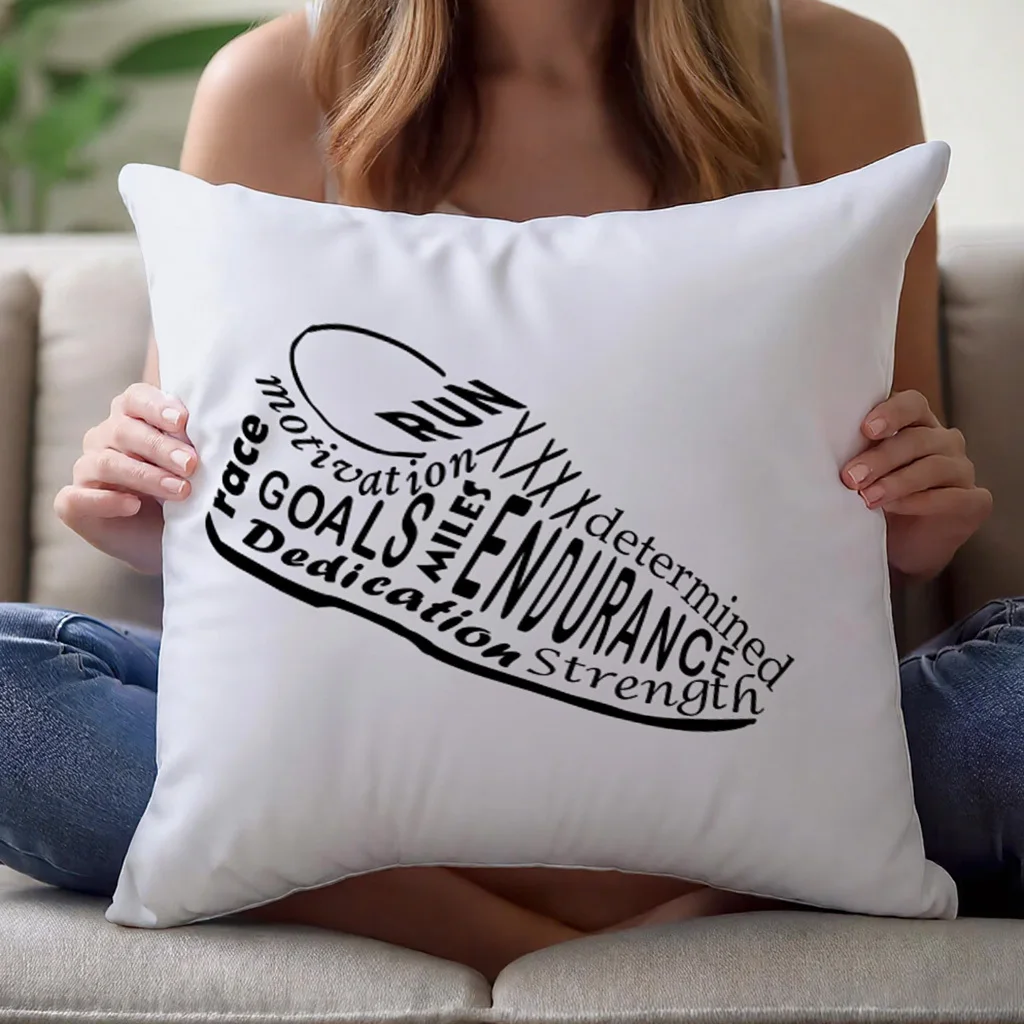 Motivational Running Pillowcase Cushion Throw Pillow Goal Endurance Strength Gift Home Decor Fitness