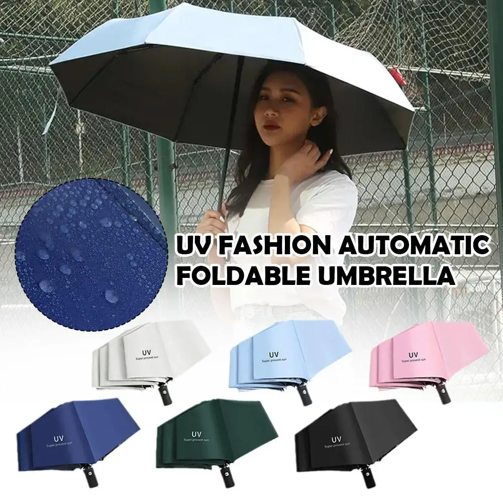 Automatic Sunshade UV Vinyl Automatic Folding Umbrella Rainproof Sunscreen 8-bone Folding UV Protection Outdoor Essential Tools