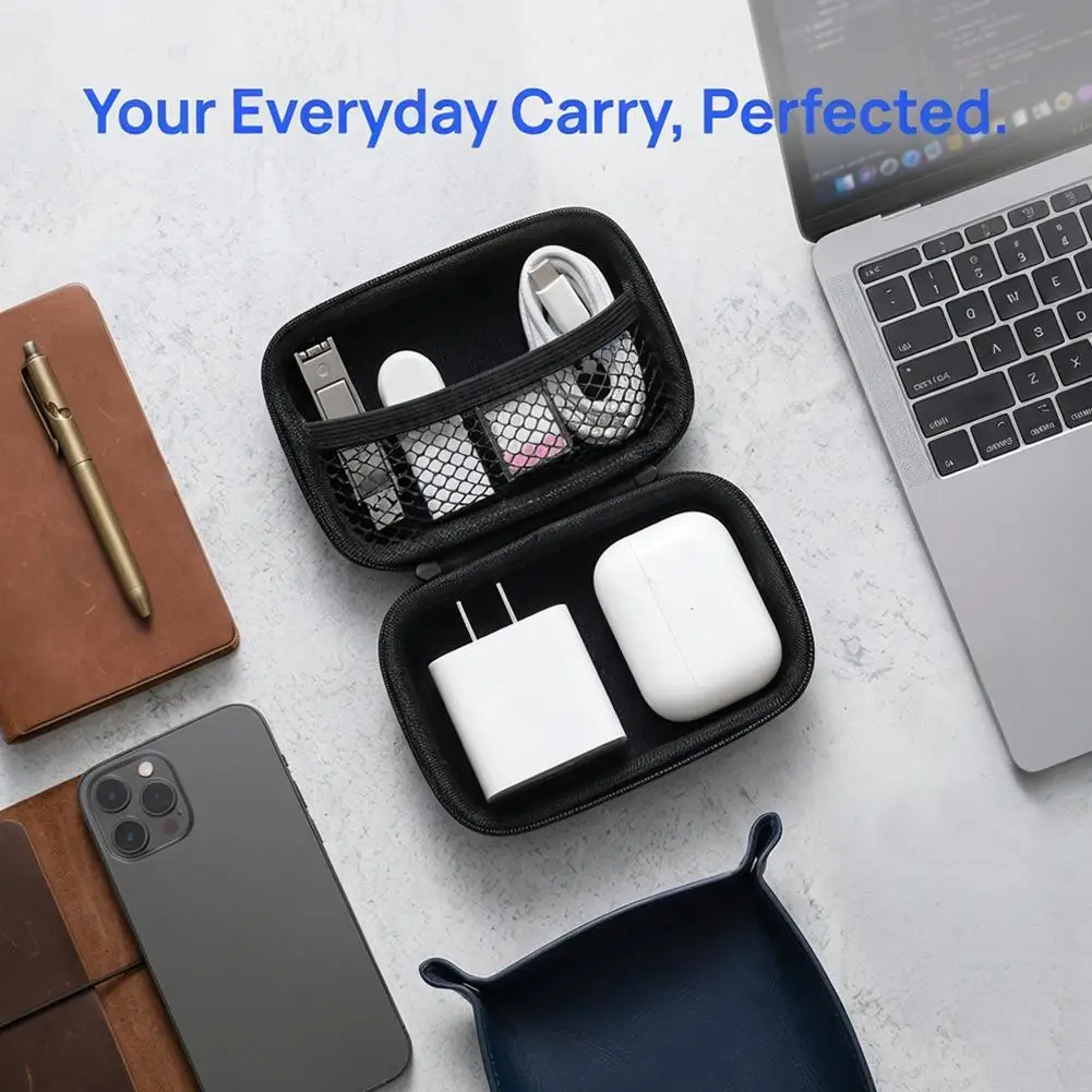 Business Headphone Bag Portable Zipper Earphone Storage Bag Charging Cable Organizer Bag Small Digital Accessories Storage Pouch view 4