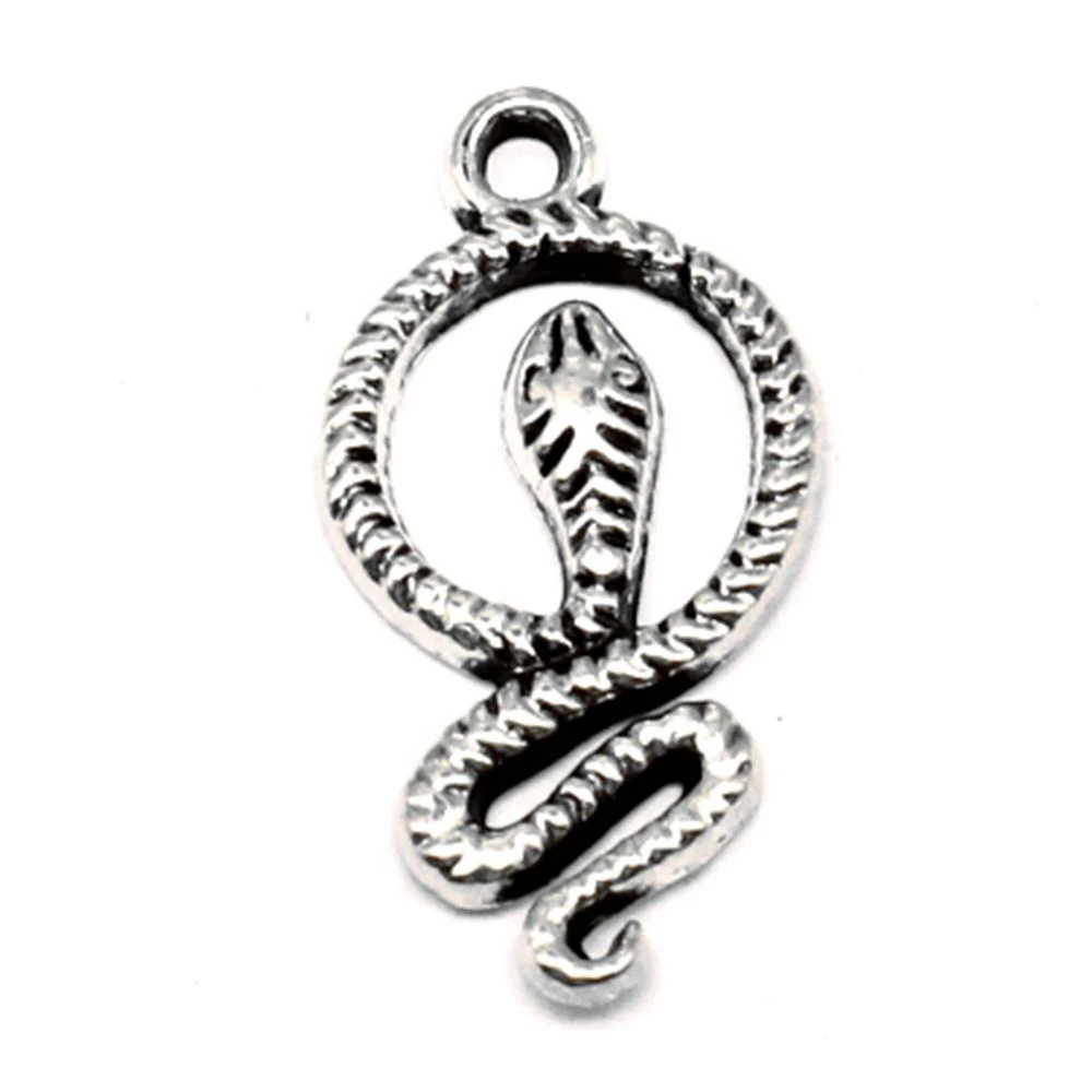 10pcs 13x23mm Snake Charms Jewelry Making Pendant Diy Vintage Jewelry Antique Silver Color