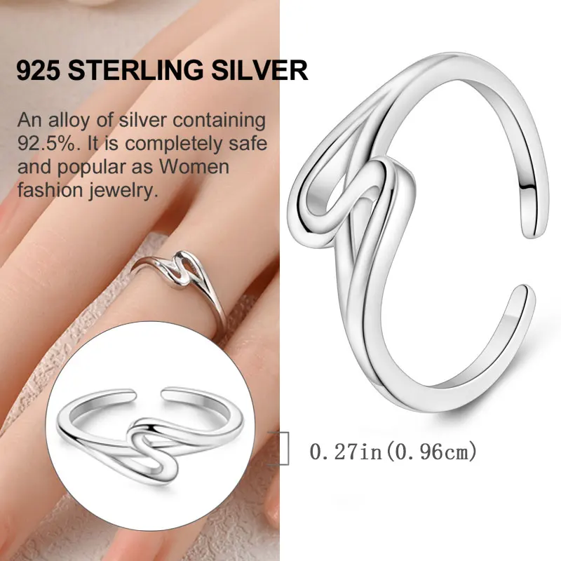 Women's 925 Sterling Silver Double Line Ring Anniversary Birthday Fashion Gift For Mother Wife Girl Set Size 6-9