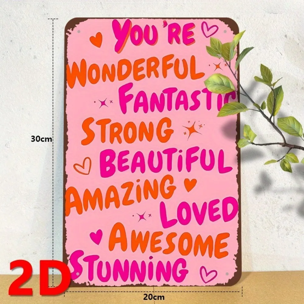 Vintage Pink and Orange Wall Decor, Frameless Inspirational Quote Sign for Living Room & Home