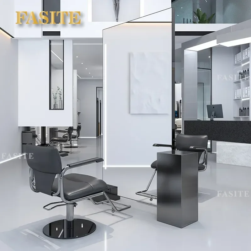 For Barber Shop Hair Double Sided Mirror Table with LED Lights Perm Dyeing Station Internet Celebrity Style