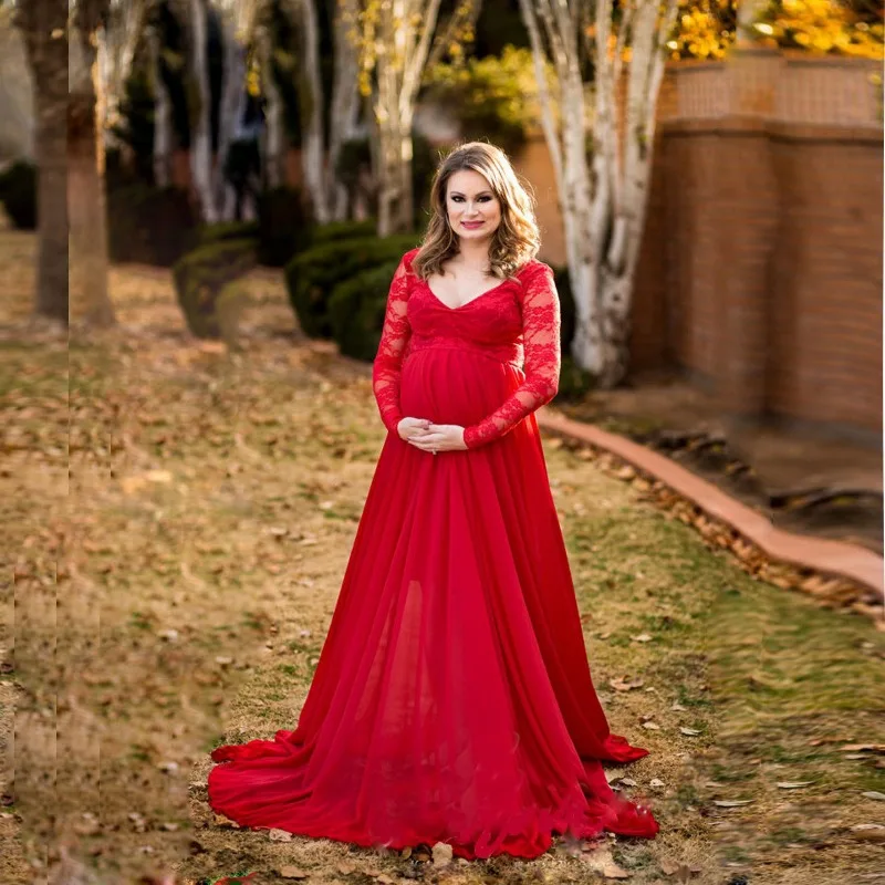 maternity-loose-train-maxi-dress-european-american-long-sleeve-lace-patchwork