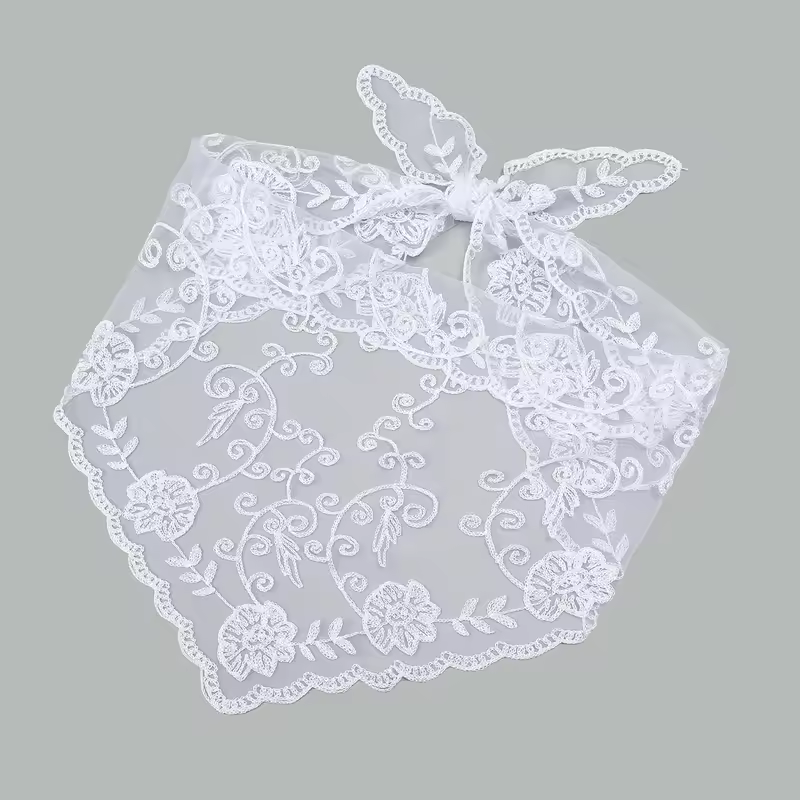 Elegant Lace Scarf Hollow Out Embroidery Foulard Bandana Solid Color Triangular Scarf Thin Vintage HandkerChiefs for Hair Woman - Image 14