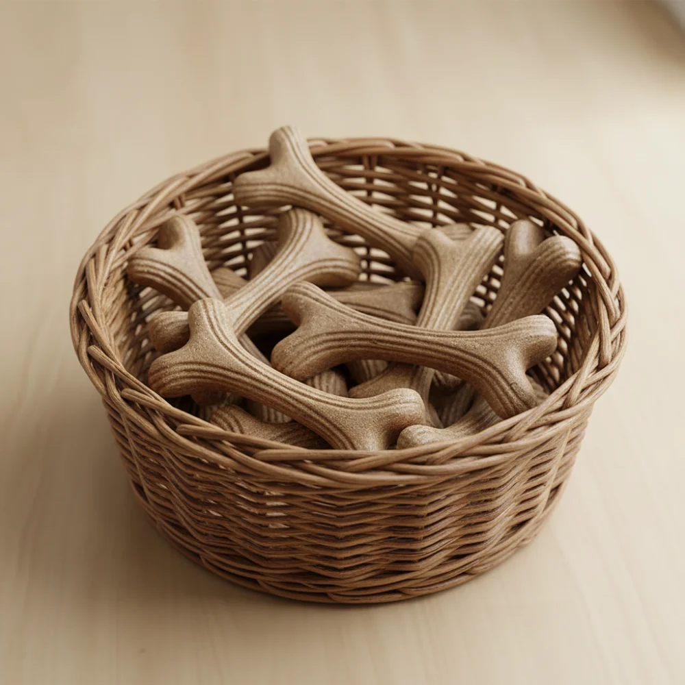 Deer Antler Chew Toy: Wood-Plastic Composite with Natural Pine for Dogs - Durable, Non-Toxic Teething for Aggressive Chewers