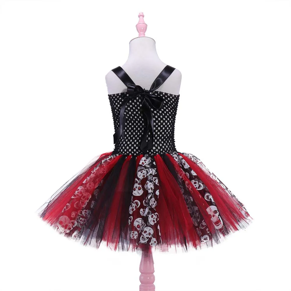 Robe Tutu pour Fille, Costume d'Halloween, Tenue de ix, de Barrage, Motif Tête de Mort, Cosplay, 7.5