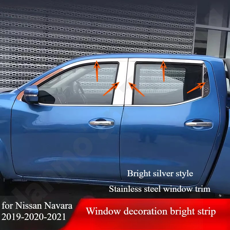 for Nissan Navara 2019-2020-2021 Stainless steel pickup truck window decorative bright strip