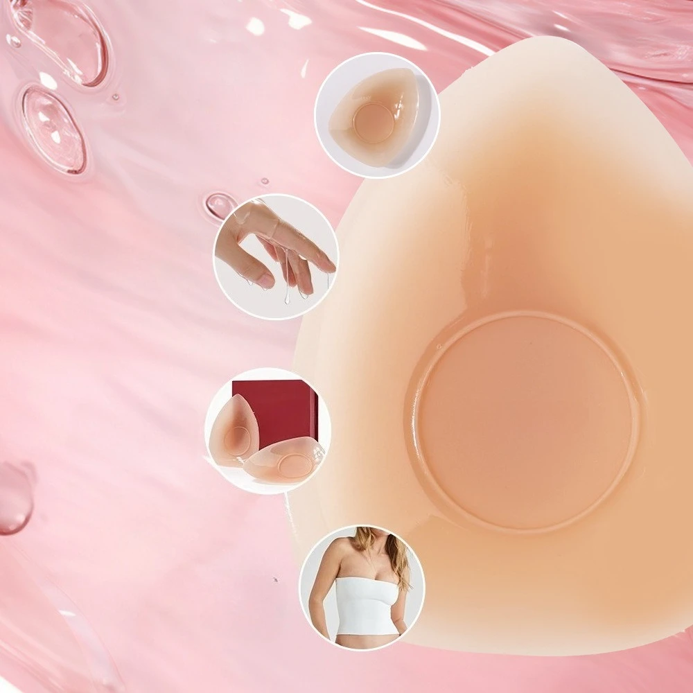 Reusable Women Breast Ultrathin Triangle Shape Bra Nipple Cover Invisible Adhesive Strapless Backless Silicone Breast Sticker