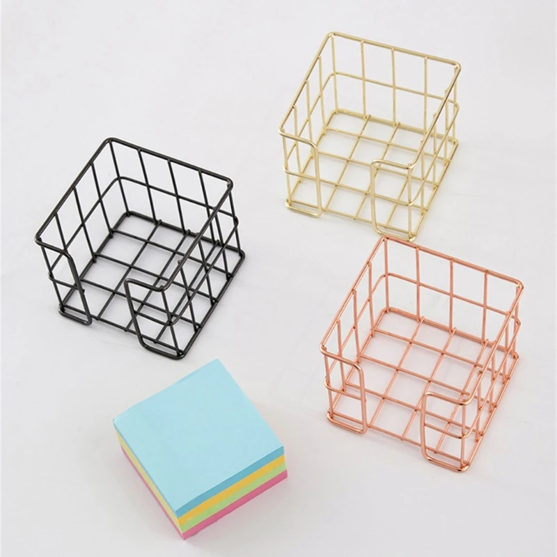 B2EF Metal Mesh Note Box Storage Box Memo Pad Holder Notepads Box สำหรับโต๊ะทำงาน