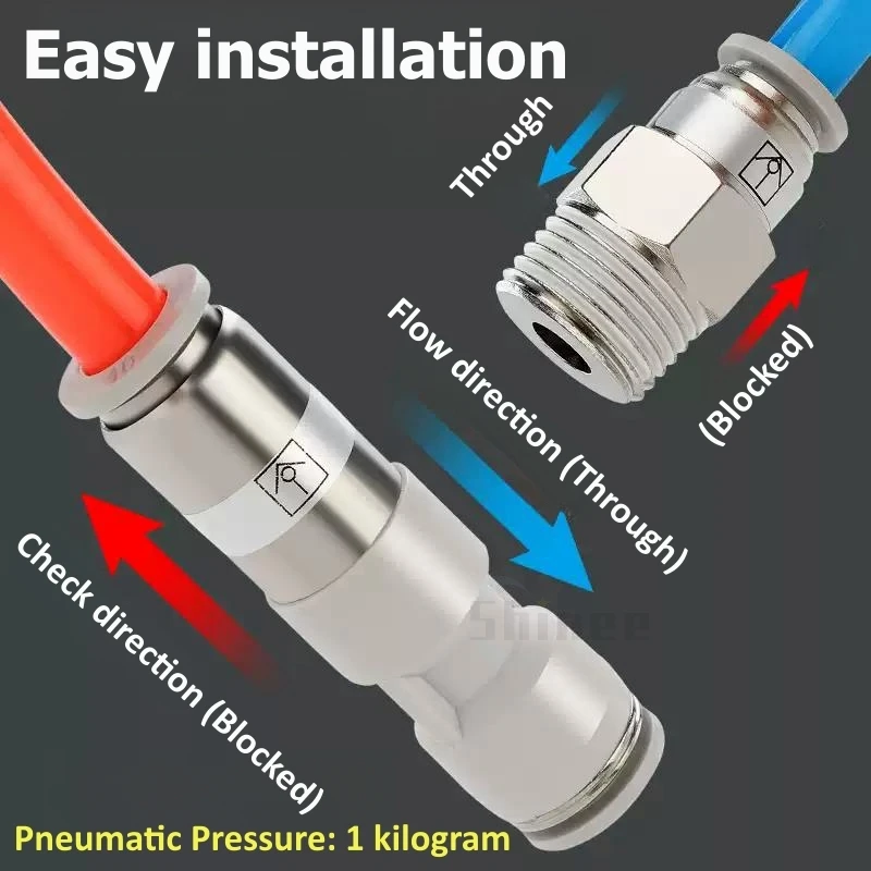 1PCS Pneumatische Air Rückschlagventil Rückschlagventil Schlauch Gas Rohr Schnell Anschluss SPU SPV SPM CVPU One Way Air Rückschlagventil AKH08 12