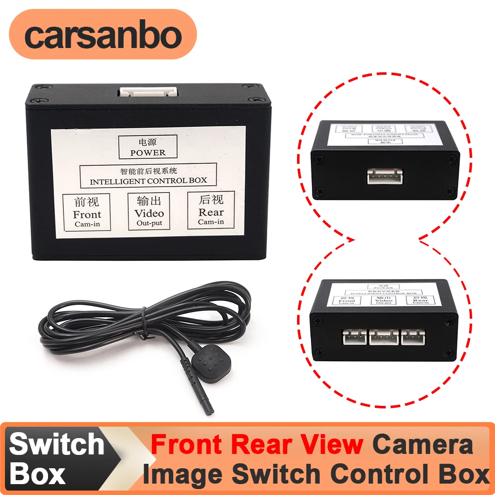 

Carsanbo Two-way Video Control Box Auto Switch Front and Rear View Camera Image with Manual Switch Car Parking Channel Converter