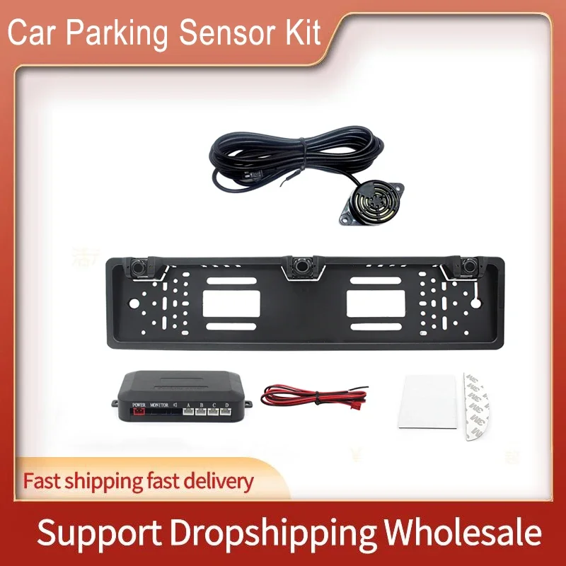 Car Parking Sensor Kit Frame Plate License EU Euro Auto License Plate Frame Car Parking Sensor Kit Parktronic Back Up Waterproof