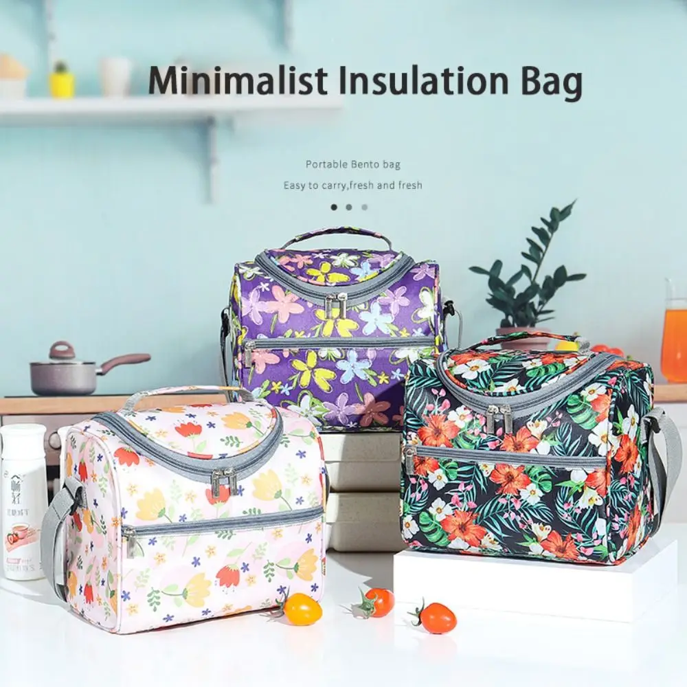 Tas tangan wanita, tas wanita kotak makan siang kapasitas besar, tas bahu, tas penyimpanan kosmetik, tas isolasi minimalis, motif pendingin