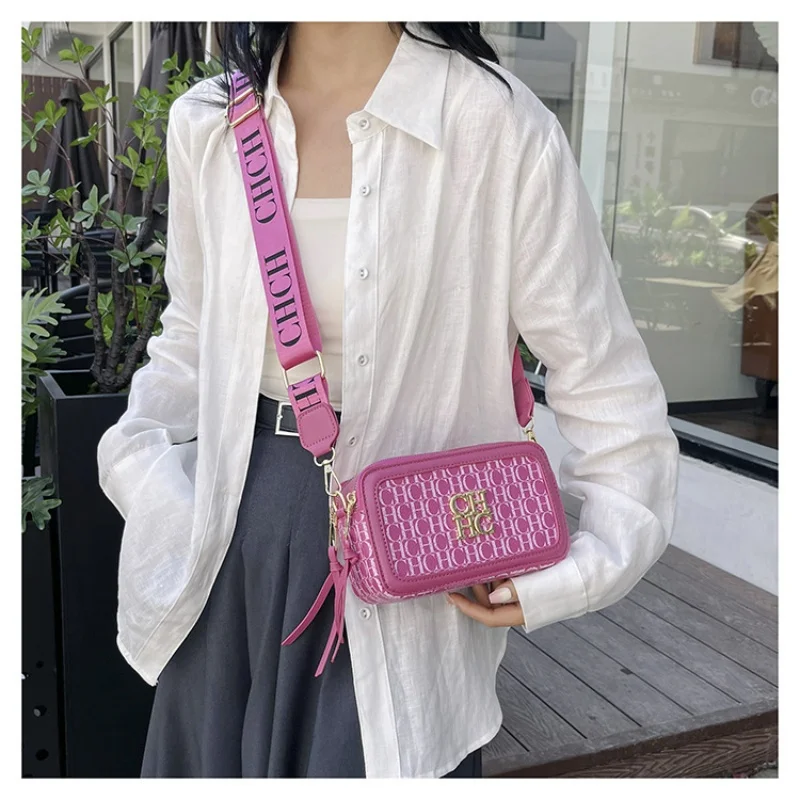CHCH Macaron Light Letter Print Women's Shoulder Bag Exquisite Girl Classic Square Bag High Quality Multi-color Fashion