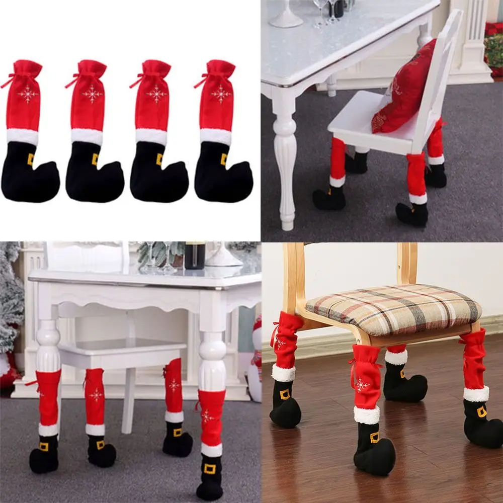 

Anti-slip Christmas Chair Foot Covers New Year Decor Polyester Christmas Ornament Table Feet Christmas boots Table Chair Leg