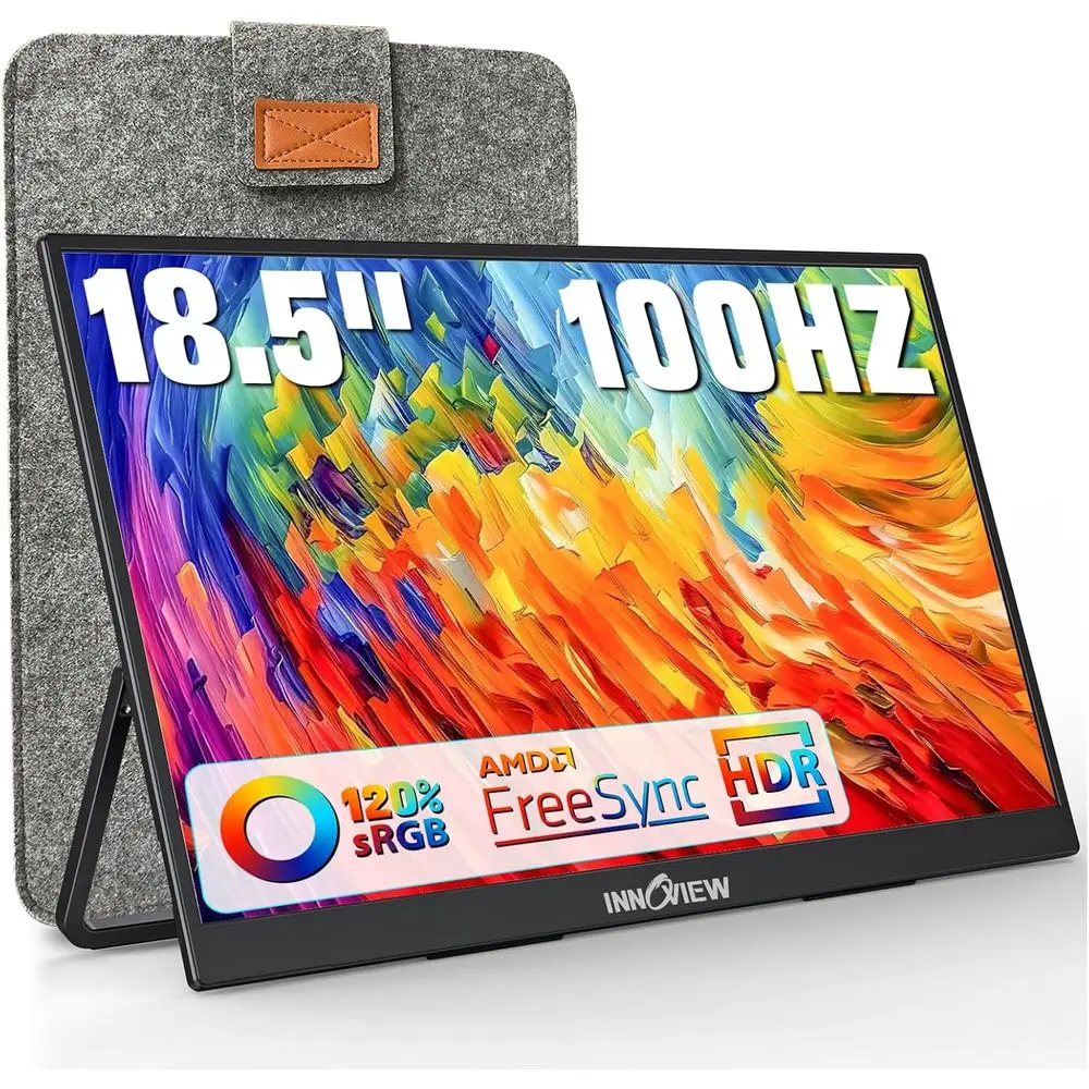 

18.5 1080P Portable Monitor with 100Hz, 120% sRGB, HDR, USB-C & HDMI for Laptop, Gaming Consoles