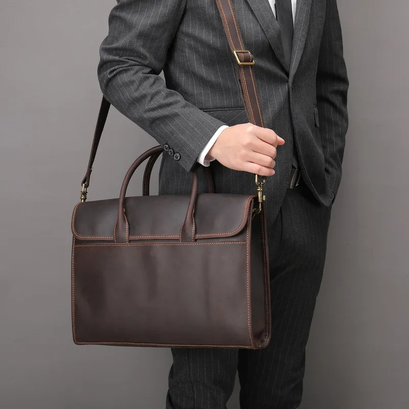 New Official Bag Bags Large Leather Briefcases Men Handbag Business Briefcase Men Trend Commuting Fashion Bag Briefcase Tote Bag