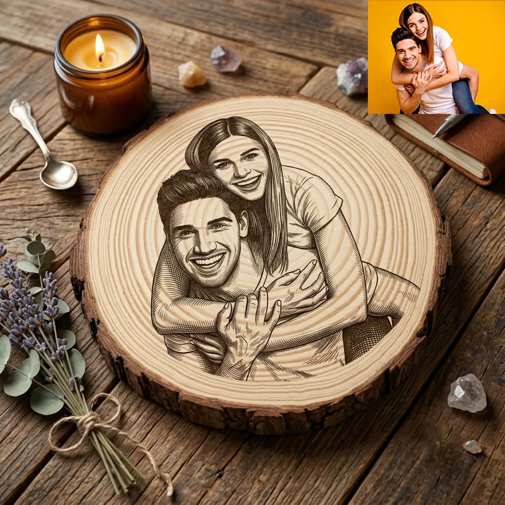 Custom Photo Round Wooden Plaques Personalized Family Portrait Gifts Unique Decorative Ornaments for Bedrooms Rooms Desks