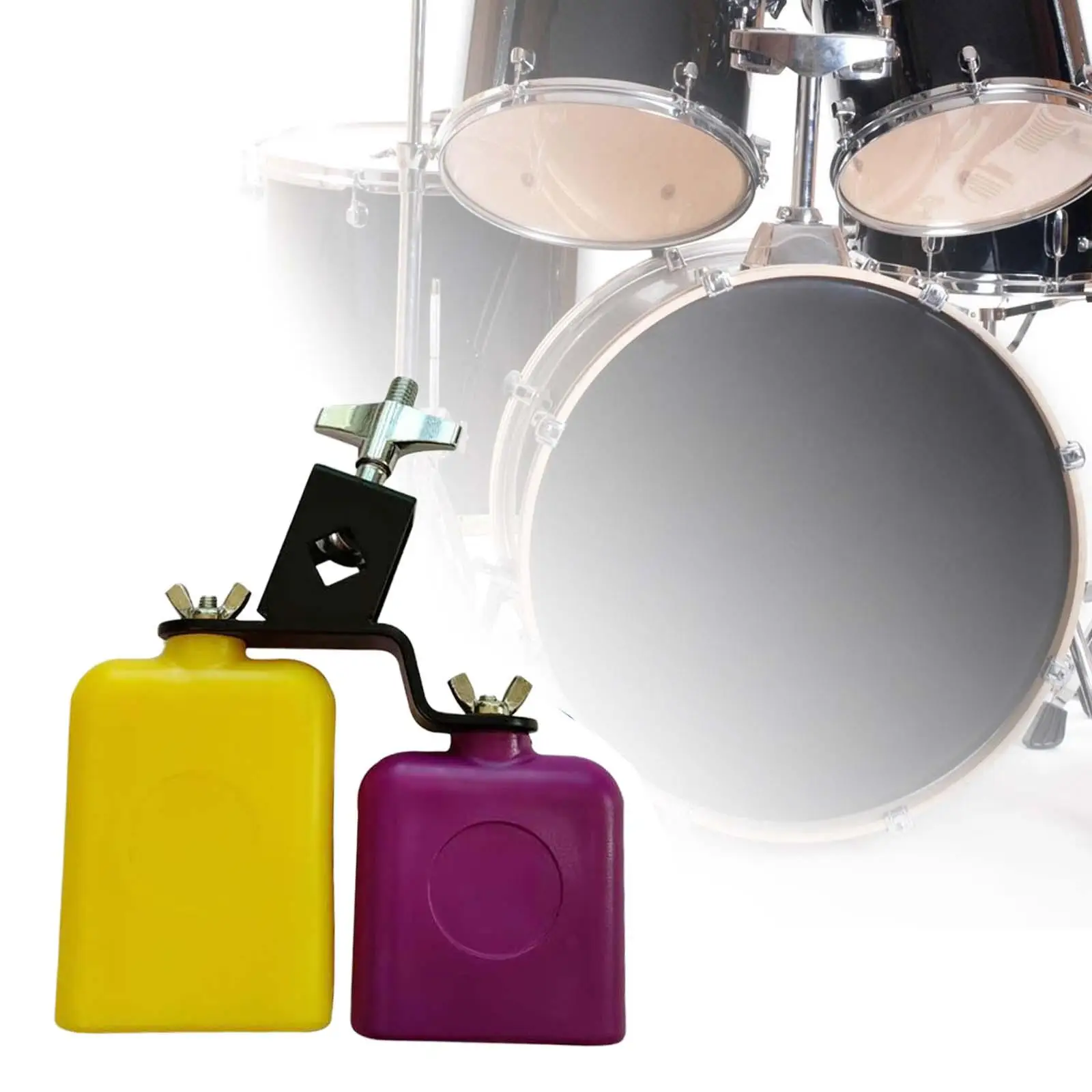 High and Low Tones Bicolor Cowbell Drum Accessories Jam Block with Mount for