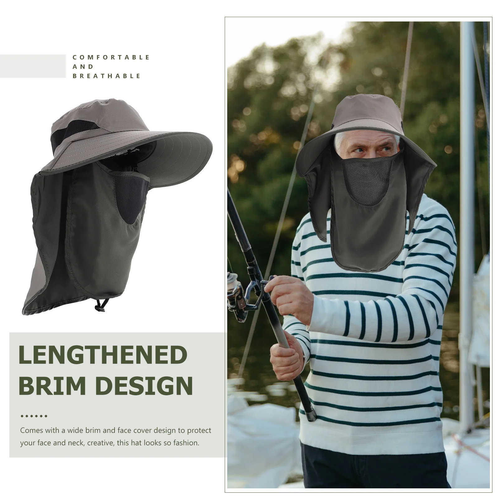

Sunscreen Hood Outdoor Hiking Hat Oversize Nylon Fisherman Wide Brim Breathable Comfortable Gardening Sun Protection Summer