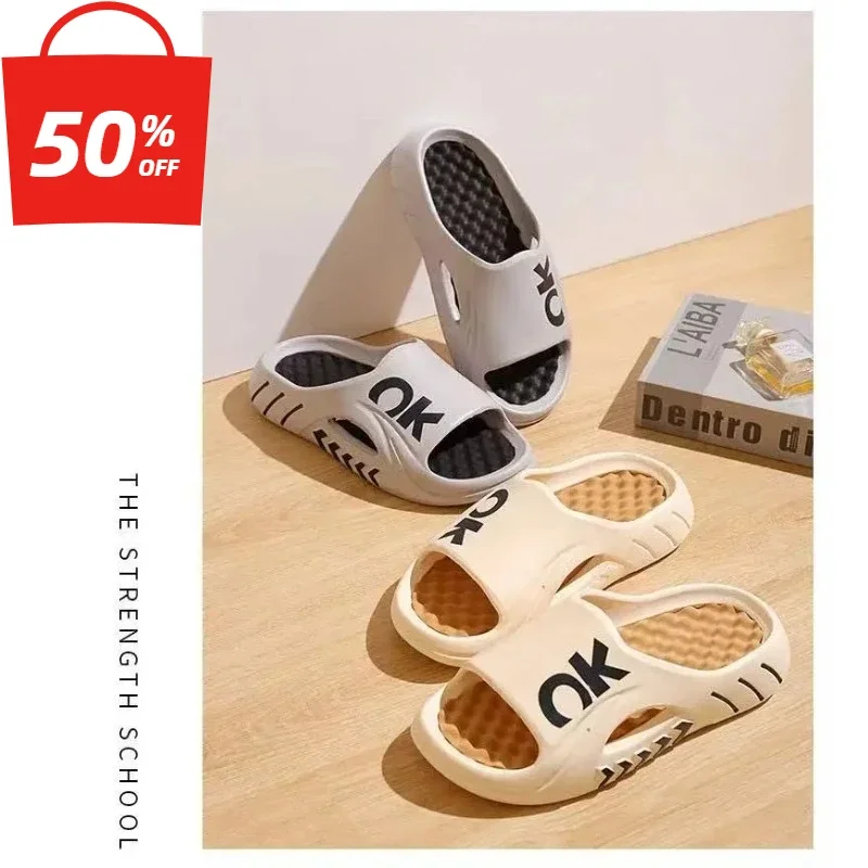 Para hombres, usan zapatillas de playa antideslizantes, antiolores y con suela de masaje al aire libre en verano con chanclas que se siente como las hueces