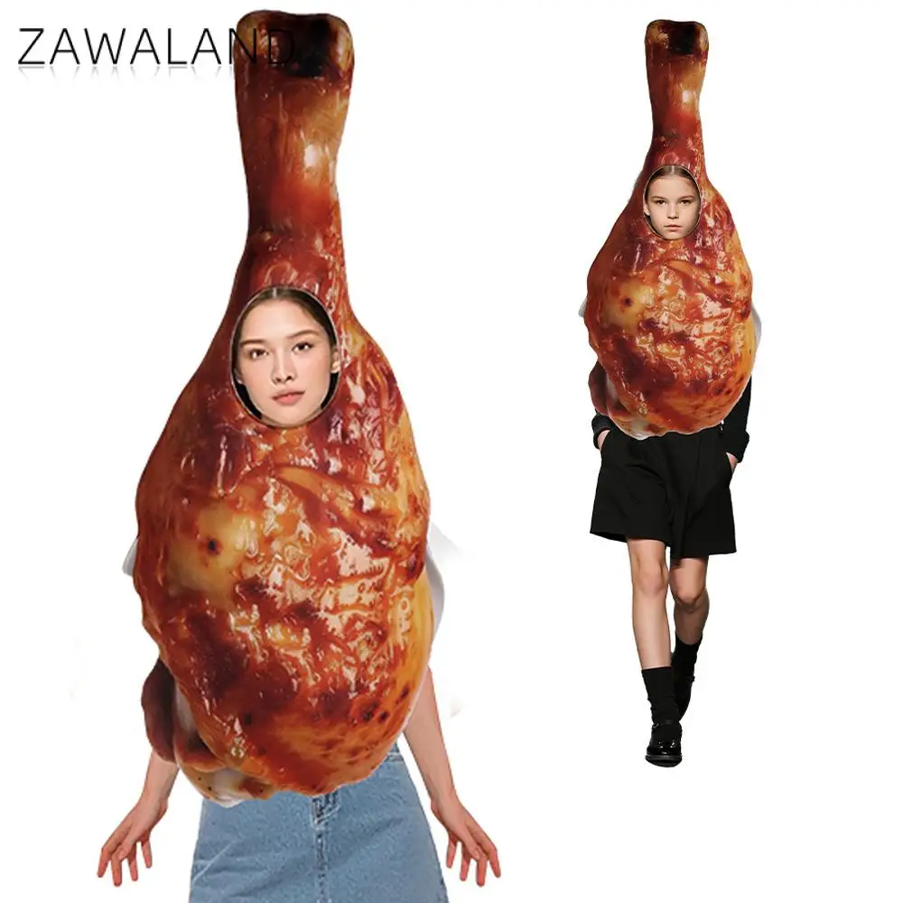 Funny Roasted Turkey Leg Costume Thanksgiving Day Adult Kid Cosplay Sponge Suit Party Disguise Orleans Chicken Drumstick Outfit