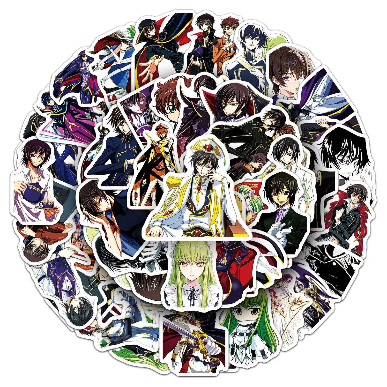 50 autocollants de papeterie Code Geass HD Graffiti Gouka pour bagages et carnets, style manga japonais